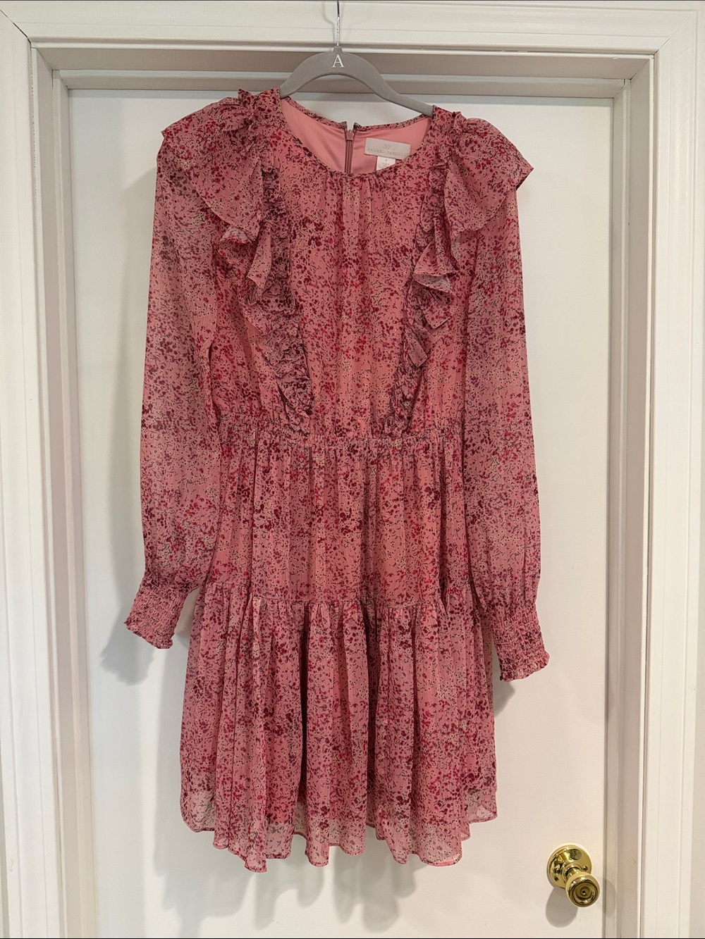 Rachel Parcell Pink Floral Ruffle Tiered Long-Sleeve Dress
